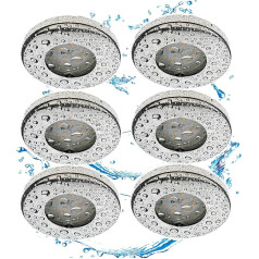Trango 6 LED iegremdējamo starmešu komplekts 6729IP65-068MOSD IP65 LED iegremdējamie prožektori no pulēta nerūsējošā tērauda, ieskaitot 6x 3000K silti baltu 3000K 3 līmeņu dimmējamu īpaši plakanu LED moduli vannas istabai, dušai, iegremdē