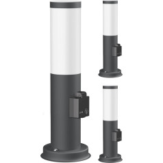 ledscom.de Poru Ceļa apgaismojums / Bollard Light āra lietošanai, IP44, 39 cm, antracīts, 1x E27 Max. 40 W, ligzda, 3 gab.