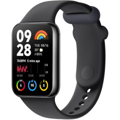 Xiaomi Smart Band 8 Pro fitnesa trenažieris, 1,74 collu AMOLED displejs, līdz 20 dienu akumulators, 5ATM, SpO2 izsekošana, miega un pulsa monitorings, 150+ treniņu režīmi, soļu skaitītājs, melns