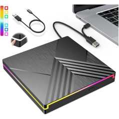 NEVVIS RGB Внешний CD DVD привод USB 3.0 Type-C DVD Drive Внешний портативный RW Burner CD Player Writer, быстрая передача данных для ноутбуков, настольных компьютеров, M