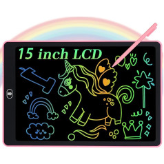 Coolzon LCD rakstāmgalds ar 15 collu krāsainu ekrānu, LCD rakstīšanas planšetdators Doodle Scribler Pad Learning Educational Toy Dāvana bērniem, pieaugušajiem, mājām, skolām, birojiem (rozā)