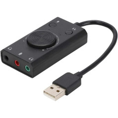 Wendry External Sound Card, USB Audio Adapter, External Stereo Sound Card with 3.5mm Headphone and Headphone Connector, Multifunctional USB Sound Card with Display