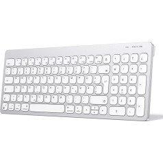 OMOTON Bluetooth kabeļu tastatūra Mac OS(MacBook Air/Pro/iMac/Pro), Leise-Tastatur Ultraslim, KB155 Tastatur Mac, QWERTZ Deutsche Wireless Keyboard, Silber