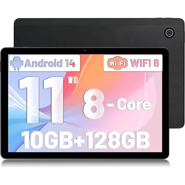 Lville Tablet 11 Zoll (2024), Android 14 Tablet PC Octa-Core, 5G WiFi, Bluetooth 5.0, 10GB RAM 128GB ROM 1TB TF, 1280x800 IPS, 6800mAh, 5MP+8MP, Widevine L1 (Schwarz)