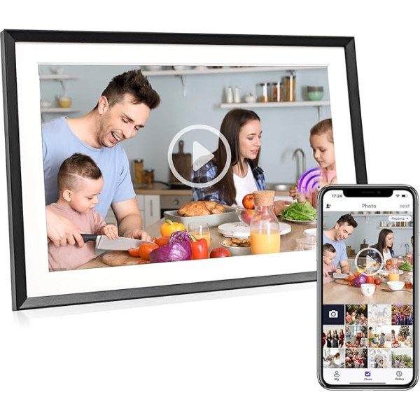 Moman WF102 Digitaler Bilderrahmen mit IPS-Touchscreen, 16 GB, automātiska apstrāde, Teilen Sie Fotos und Videos mit der App, Familie und Freunde