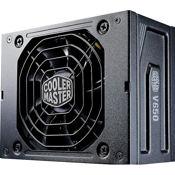 Cooler Master V650 SFX Gold, 650 W SFX barošanas bloks (ES kontaktdakša), 80 PLUS Gold, modulārais SFF/Mini ITX PC barošanas bloks, daļēji pasīvs, kluss, hidrodinamisks 92 mm FDB ventilators, SFX-ATX adapteris