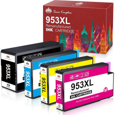 Toner Kingdom atjaunota tintes kasetne HP 953 953XL, kas saderīga ar HP OfficeJet Pro 7720 7740 8210 8720 8710 7730 8218 8715 8718 8725 8728 8730 8740 (4 iepakojumi)