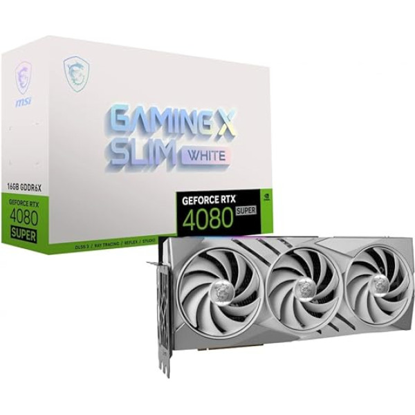 MSI GeForce RTX 4080 Super 16G Gaming X Slim White Graphics Card - RTX 4080 GPU, 16GB GDDR6X (23Gbps/256-bit), PCIe 4.0, TRI Frozr 3, HDMI 2.1, DisplayPort 1.4a