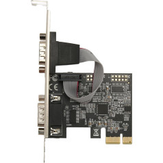 Sxhlseller 2 portu PCI Express RS232 DB9 sērijveida pieslēgvietu karte Windows XP, Vista, 7, 8.x, 10, 11 32/64bit priekš Linux, sērijveida PCIe paplašināšanas karte, PCIe sērijveida host kontroliera karte