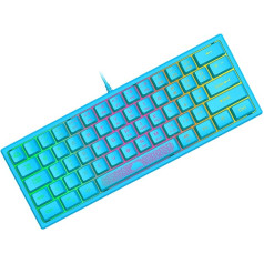 ZIYOU LANG Mini 60% spēļu tastatūra, membrānveida spēļu tastatūra ar daļēji mehāniskiem taustiņiem, kompakta, 62 taustiņi, optiskais RGB hroma apgaismojums, QWERTY izkārtojums PC, klēpjdatoram, Mac, datoram, zils