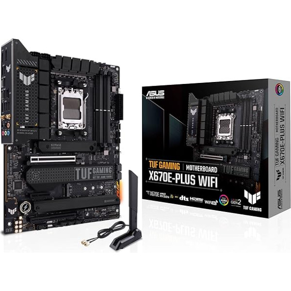 ASUS TUF Gaming X670E-PLUS WiFi Материнская плата Socket AMD AM5 (Ryzen 7000, ATX, PCIe 5.0, память DDR5, 4x M.2, WiFi 6E, USB 3.2 Gen 2x2 Type-C, Aura Sync)