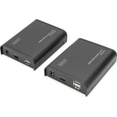 DIGITUS Professional DS-55202 - HDMI Netzwerk-KVM-Extender - IP-fähig - Cat 5e, Cat 6 - Komplekts (sūtītāja/iztvērēja) - melns