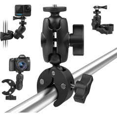 Taisioner Super Clamp Mounting Double Ball Head Adapter Saderīgs ar GoPro AKASO DJI Action vai DSLR digitālo kameru monitoru/LED gaismām/Ronin-M/Ronin MX/Freefly MOVI aksesuāriem