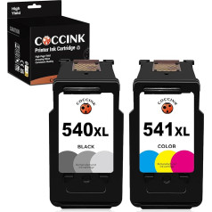 COCCINK 540 XL 541 XL printeru kasetnes priekš Canon PG-540 XL CL-541 XL priekš Pixma MG3650s MG3650 MG3650 MG3600 MG4250 MX475 MX535 TS5150 TS5151 MG3250 MG3550 atjaunota kasetne 1 melna, 1 krāsaina)