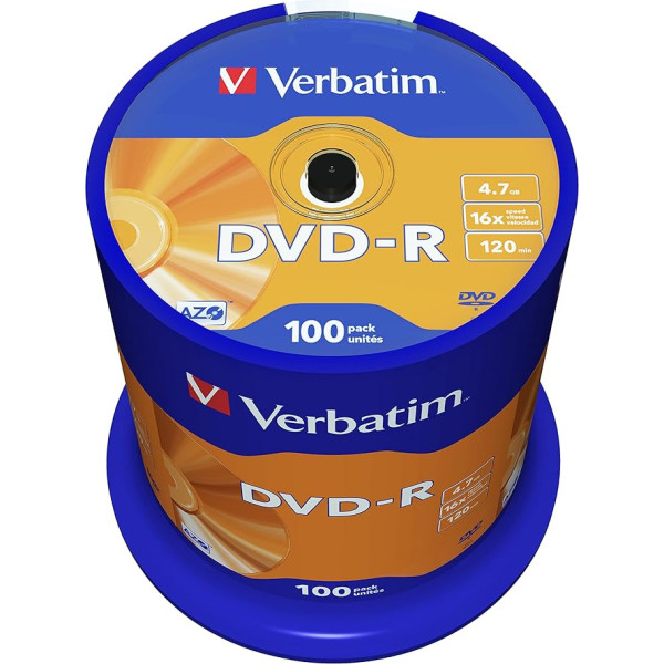 Verbatim DVD-R 16x Matt Silver 4.7GB, 100 gab., 100 gab. iepakojumā, DVD mulinstrumenti, 16-fache Brenngeschwindigkeit & Hardcoat Scratch Guard, DVD-R mulinstrumenti, DVD leer, mulinstrumenti DVD