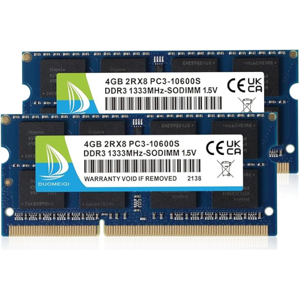 8GB (2x4GB) DDR3 RAM 1333MHz PC3-10600S SODIMM DDR3 Non-ECC 204 pin atmiņas moduļa jaunināšanas komplekts portatīvo datoru atmiņas komplekts zils