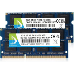 16GB (2x8GB) DDR3 Ram 1600MHz PC3L-12800S SODIMM DDR3/DDR3L 1.35V/1.5V Non-ECC 204 Pin Memory Upgrade Module Laptop Notebook Memory Kit Blue