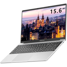 WOZIFAN Laptop 15,6 collu Inter J4105 (4-kodolu procesors) Win Notebook 128GB + SSD paplašināšanas dators 2.4G + 5G WiFi 1080 FHD Bluetooth USB HDMI ar bezvadu peli un vācu klaviatūras uzlīmi sudraba krāsā