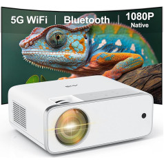 【2023 Modernizēts】 Artlii Mini-Projektor, nativer 1080P FHD 5G drahtloser WLAN-Bluetooth-Projektor, tragbarer Outdoor-Videoprojektor, 4 K, unterstützt mit Keystone-Korrektur und Zoom für TV-Stick/PC