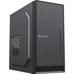 UNYKAch Aero C12 Micro ATX PC korpuss, melns, divi USB 3.0 porti un divi C tipa 2.0 USB porti, ATX saderīgs