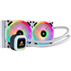 Corsair Hydro 100i RGB Platinum SE, Hydro Series, 240 mm dzesētājs (divi LL120 RGB PWM ventilatori, uzlabots RGB apgaismojums un ventilatoru vadība ar programmatūru) - Balts