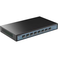 SODOLA 8 portu 10G tīmekļa pārvaldāms slēdzis ar 8X10G SFP+ pieslēgvietām, Link Aggregation/QoS/VLAN/IGMP, pie sienas, bez ventilatora, 10Gb Multi-Gig tīkla slēdzis