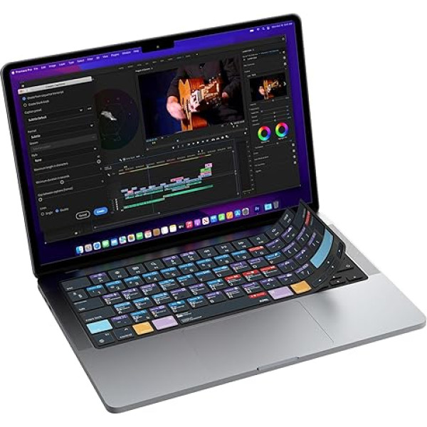 JCPAL Adobe Premiere Pro Pr Shortcuts tastatūras vāciņš 2021 MacBook Pro 14/16 collu A2442 A2485 M1, 2022 MacBook Air 13 collu A2681 M2, ES izkārtojuma tastatūras vāciņš tastatūras vāciņš tastatūras vāciņa ādas aizsargplēve