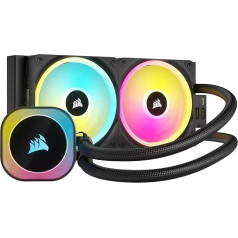 CORSAIR iCUE LINK H100i RGB šķidrā CPU dzesētājs - 240 mm AIO - QX120 RGB ventilators - piemērots Intel® LGA 1700, AMD® AM5 - iekļauts iCUE LINK sistēmas mezgls - melns