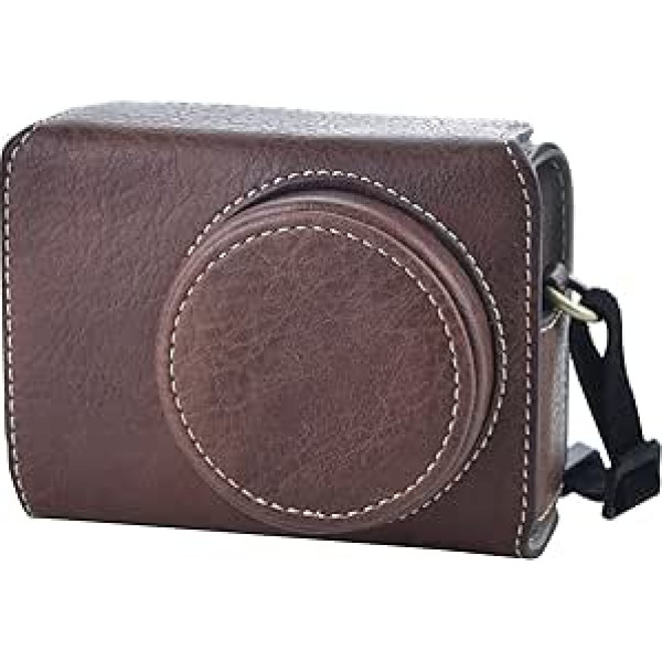 Rieibi Ricoh GR III Bag - Vintage PU Leather Camera Case for Ricoh GR III GRIII GR3 DSLR Camera - Protective Case with Strap, coffee, Camera case