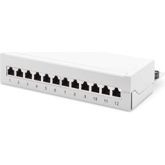 DIGITUS Patchpanel - Cat-6A - 8-Port RJ45 - LSA Patch-Feld - LSA Patch-Feld - Patch-Feld - Patch-Panel - Grau - Grau