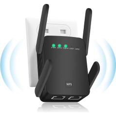 WLAN Verstärker, 1200M WLAN Repeater, 5G & 2.4G Dualband Ultraxtendex WiFi Repeater mit LAN anschluss, WPS, 99% Standard-WiFi Routern, Kompatibel mit Alexa, Deckt bis zu 9200Sq.ft und 45 Geräte ab