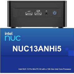 Intel NUC 13 Pro NUC13ANHi5 Arena Canyon Mini PC, Core i5-1340P, 16GB RAM, 512GB SSD, Mini dators ar Win 11 Pro biznesa mājas birojam, atbalsta 8K/4K Quad Display/WiFi 6E/BT 5.3/Thunderbolt 4