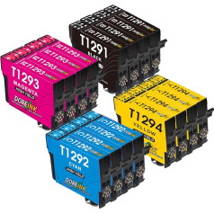 DOREINK T1295 multipakete, kas saderīga ar Epson WF 3520 printeru kasetnēm Epson T1291 T1292 T1292 T1293 T1294 Workforce WF-3540 WF-7525 WF-7515, Stylus SX235W SX425W SX445W SX535WD, Stylus Office SX