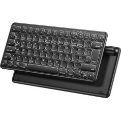 TECURS Kabellose Bluetooth Tastatur mit 3 Bluetooth Kanälen, Ultraflache Tragbare Wiederaufladbare Mini Tastatur Kabellos, Deutsches Layout QWERTZ Tastatur für Windows/Android/Mac/iOS, Schwarz