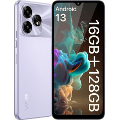 UMIDIGI A15T NFC viedtālrunis (2024),16+128GB,MTK Helio G95 prožektors,64+8+2MP kameras, priekšējā kamera 16MP,Android 13 Simlockfreie Handy,5000mAh,6,7'HD+,4G Dual-SIM/Face ID/GPS/OTG-Lila