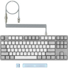 MAMBASNAKE AK873 DIY mehāniskā tastatūra, spirālveida kabelis, 22 taustiņi ar RGB apgaismojumu, peldošs taustiņu pārsegs, 87% tastatūra ar noņemamu magnētisko pārsegu, spēlētājiem