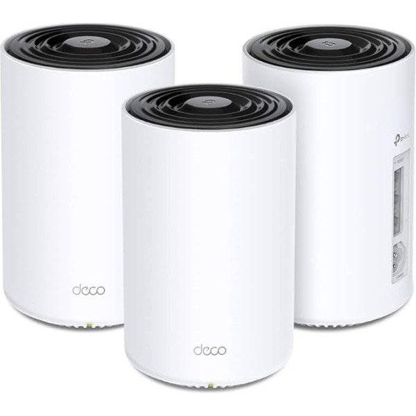 TP-Link Deco PX50 Powerline WiFi Mesh komplekts (3 gab.), divjoslu Wi-Fi 6 AX3000 + G.hn G1500, ideāli piemērots lielām telpām un biezām sienām, ieteicams mājām ar 4-6 guļamistabām, WPA3