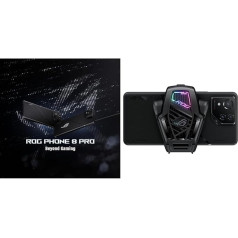 ASUS ROG Phone 8 Pro, ES oficiālā versija, Phantom Black & AeroActive Cooler X, integrēta pamatne, 2 fāzītes, 3,5 mm augstuma slīpums