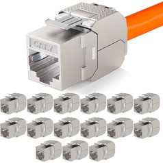 HB-DIGITAL 16x Keystone RJ45 CAT 7 Keystone Module Insulation Terminal (LSA) to RJ45 Socket STP up to 600MHz 10,000Mbit/s Socket for CAT 5e/6/6a/7 Ethernet LAN Network Cable Patch Panel Network Socket