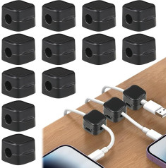 EUIOOVM 12 Stück kabelhalter magnetisch, Verstellbare Kabel Organizer Magnetische Kabelmanagement, Stark Haftende Draht Ladegerät Halter für Schreibtisch, Nachttisch, Ladekabeln, HDMI, USB