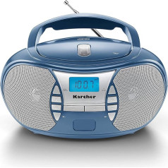 Karcher RR 5025-C pārnēsājamais CD radio (CD atskaņotājs, FM radio, akumulators / AC, AUX-In), zils