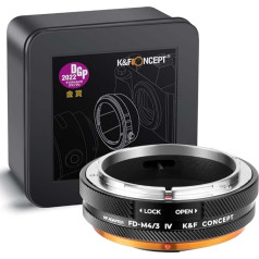 K&F Concept FD-M4/3 IV PRO MFT objektīva montāžas adapteris, kas saderīgs ar Canon N objektīva FD/FL sērijas objektīviem un M4/3 M43 Micro Four Thirds kamerām ar matētu apdari