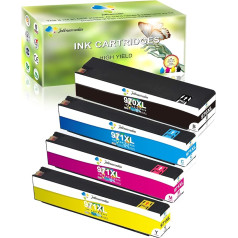 JTM 970XL 971XL kasetnes saderīgas ar HP 970 971 XL printeru kasetnēm, kas paredzētas HP Officejet Pro X476dw X576dw X451dw X576dw X451dw X551dw (1 melna, 1 ciāna, 1 magenta, 1 dzeltena)