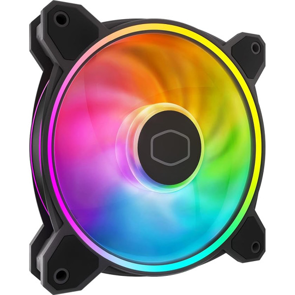 Cooler Master MasterFan MF120 Halo² Fan Dual Ring ARGB Gen 2 LED Rings 120mm 2050RPM Dynamic PWM Enlarged Fan Blades Hybrid Frame for PC Case Liquid Air Cooler