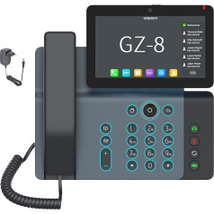 GEQUDIO augstas klases IP tālrunis GZ-8 ar barošanas bloku - saderīgs ar Fritzbox, Telecom - izgaismota tastatūra un skārienjūtīgais displejs - instrukcijas Fritz!Box telefona sistēmai, Sipgate, Telekom, Speedport - WLAN