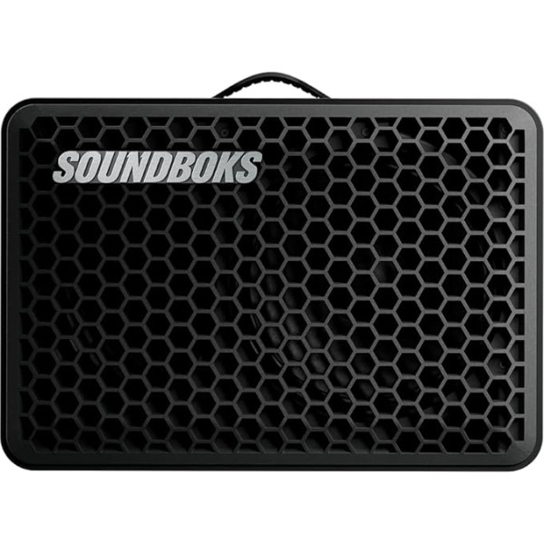 SOUNDBOKS Go - Tragbarer Bluetooth-Lautsprecher - Kompakter Performance-Lautsprecher für unterwegs - Spritzwasser- und stoßfest - 40 Stunden Akkulaufzeit - 121 dB (Schwarz)