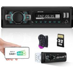 DAB/DAB+ Bluetooth 5.0 FM 7 krāsas ar 1 DIN auto radio ar Bluetooth brīvroku brīvsaistes komplektu, viena DIN radio stereo ar USB/32G SD karti/MP3 atskaņotāju, atbalsta audio ierakstu digitālo radio