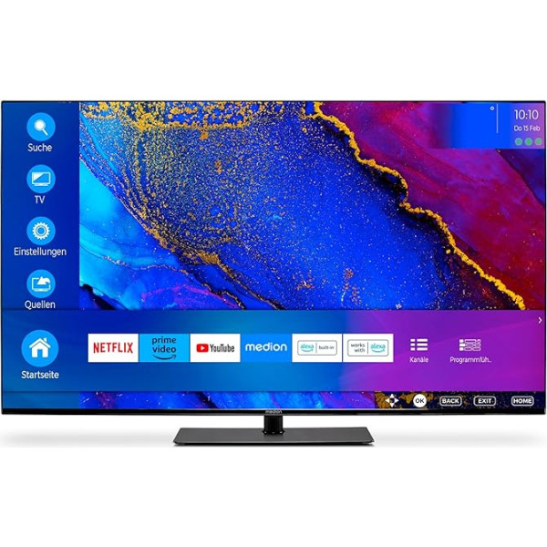 MEDION X16517 (MD 30723) 65 collu televizors (Smart TV, 4K Ultra HD, Dolby Vision HDR, Dolby Atmos, Netflix, Prime Video, MEMC, Micro Dimming, Bluetooth, PVR)