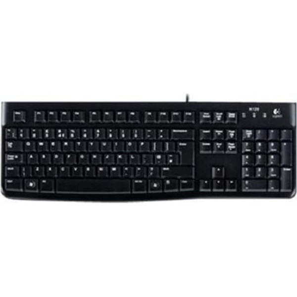 Logitech K120 Biznesa vadu tastatūra Windows un Linux operētājsistēmām, USB ports, Silent Touch, izturīga, noturīga pret šļakatām, tastatūras statīvs, čehu izkārtojums - melna