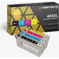 INBUSCO printeru kasetnes, kas saderīgas ar Epson Multipack 405 XL Epson Workforce Pro WF-4830DTWF WF-4825 DTWF WF-3820 DTWF WF-4820 DTWF (1 melna, 1 ciāna, 1 dzeltena, 1 purpura, 1 dzeltena), 4 gab.